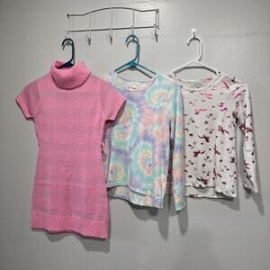 Lot Of 3 Star Ride Pink Sweater Dress & Btween Long Sleeve Top Girl Size 10/12